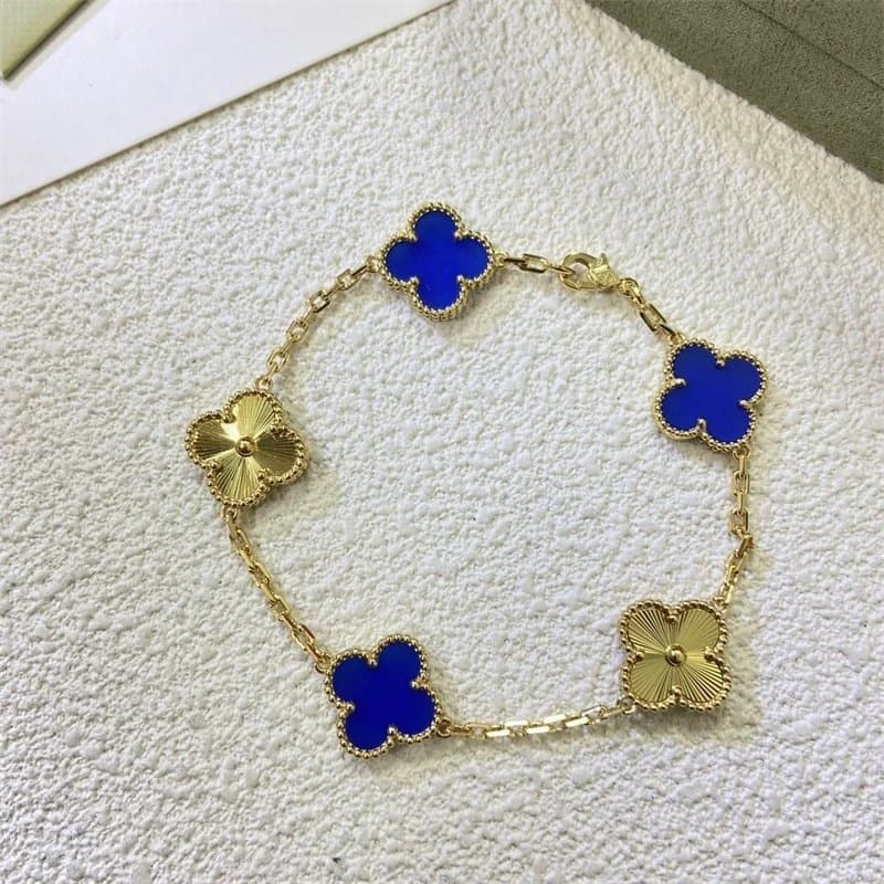 Van Cleef & Arpels Alhambra Bracelet Three Motifs — A27高版本金色一钻一深蓝