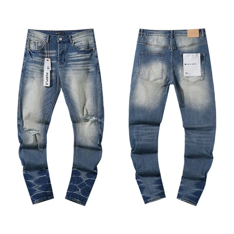 Distressed Patchwork Jeans Worn-in Wash with Contrast Patches — PU131