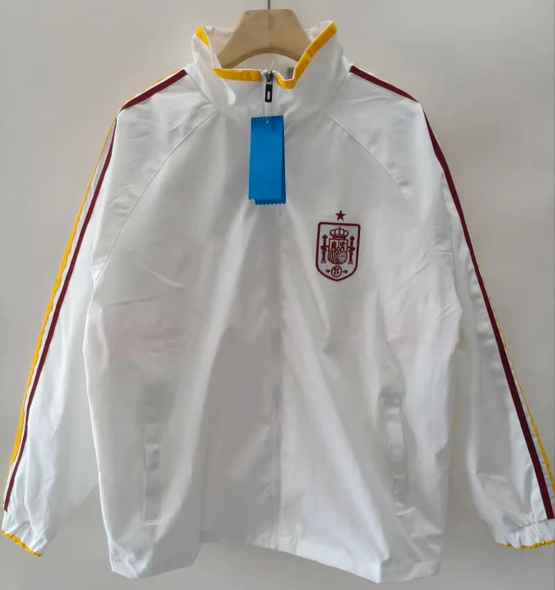 Adidas Spain National Team Jacket Red with Yellow Stripes — 2026西班牙客场(刺绣标)