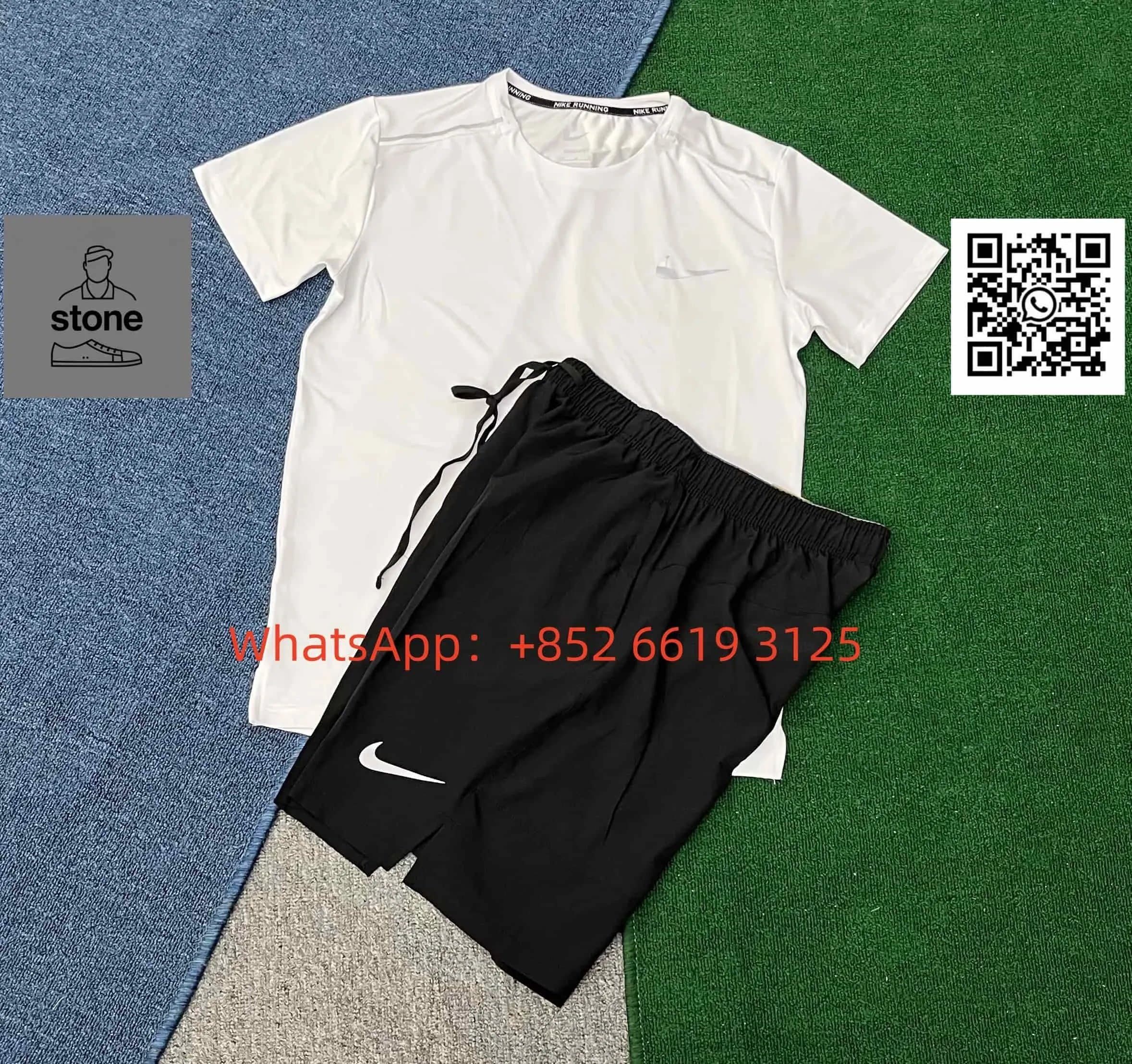Nike Running Top & Shorts Set White/Black