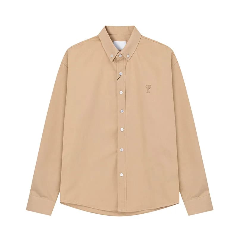 Amiri Button-Up Shirt Heart Embroidery — 2211卡其