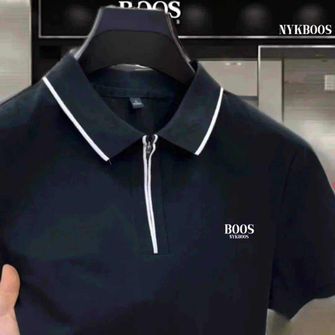 Hugo Boss Zip Polo Shirt Contrast Trim