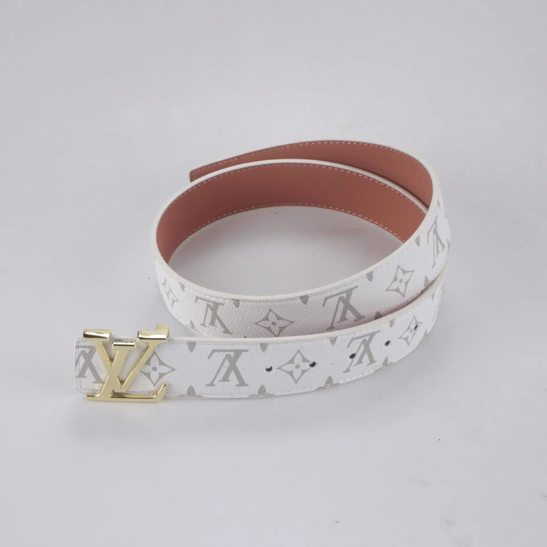 Louis Vuitton LV Monogram Belt White with Grey Print