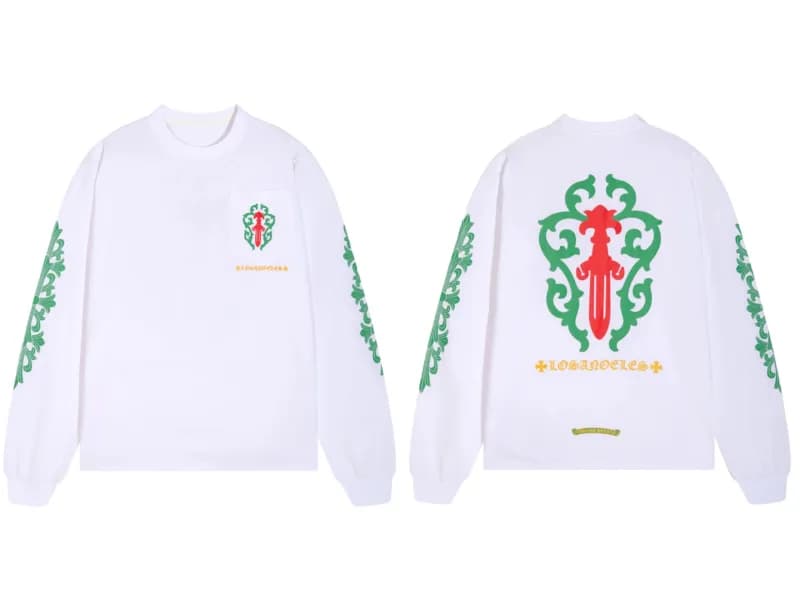 Chrome Hearts Long Sleeve Tee Cross & Scroll Print