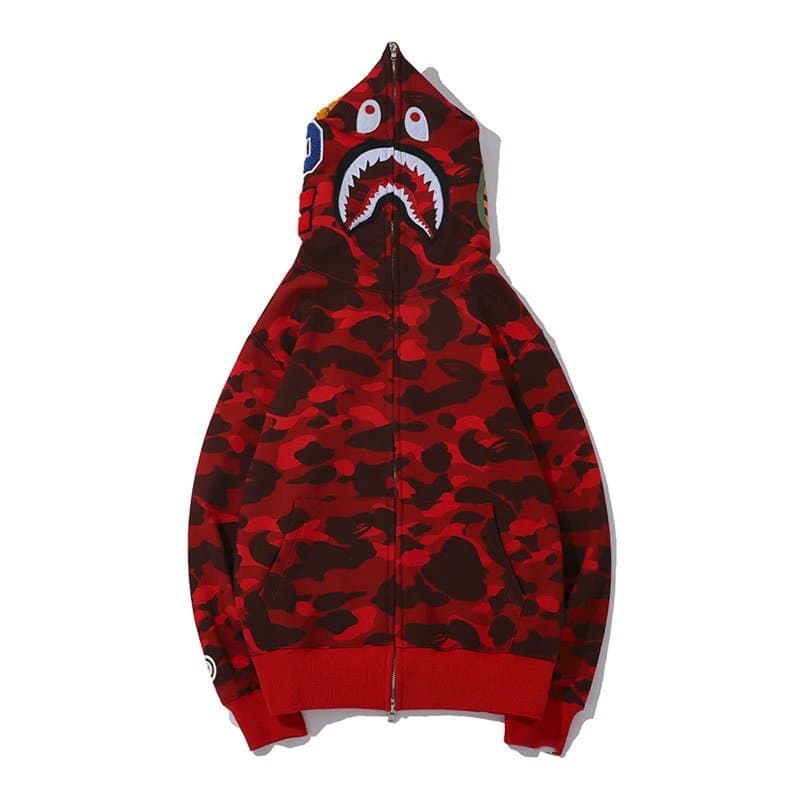 BAPE Shark Hoodie Multi-Camo Patchwork — Y21014234203-枣红