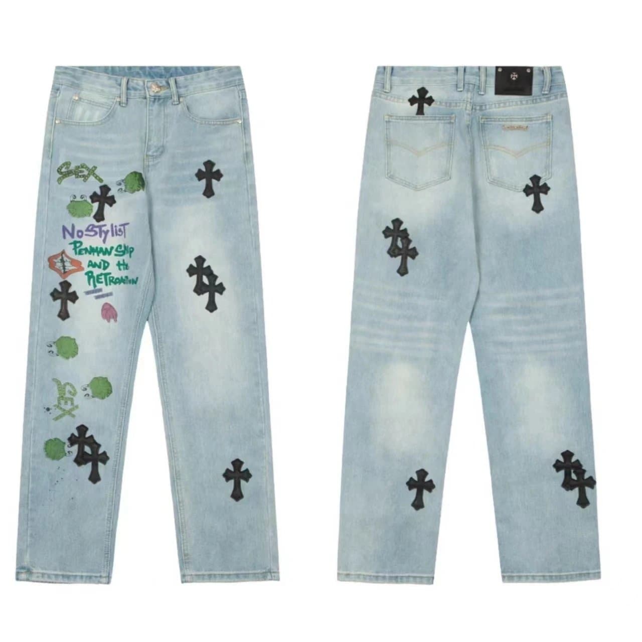Chrome Hearts Cross Patch Jeans Paint Splatter — 06
