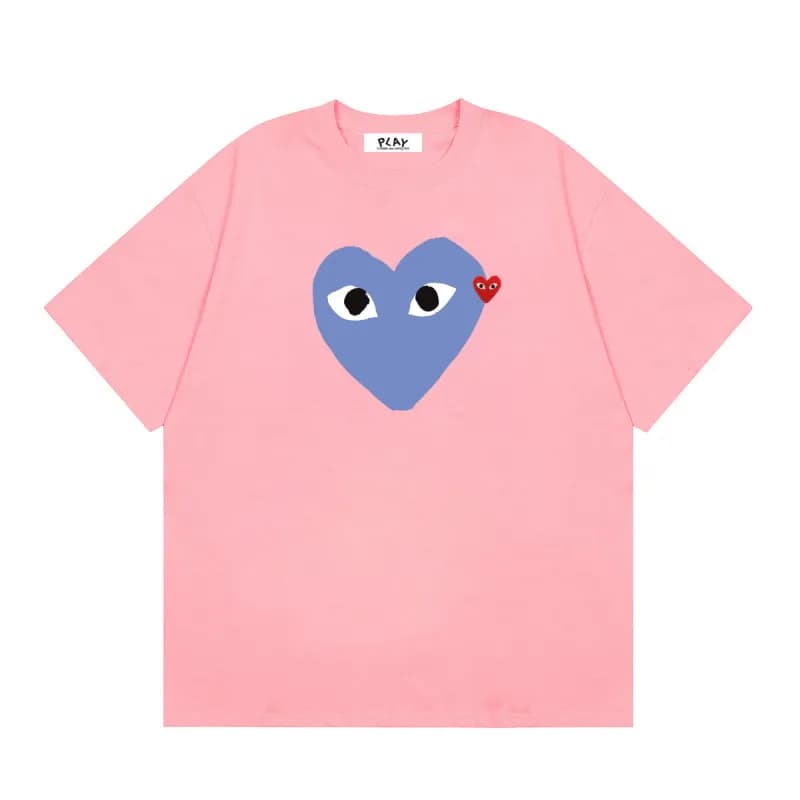 Comme des Garçons Heart Logo T-Shirt Light Blue with Red Heart — 17 pink