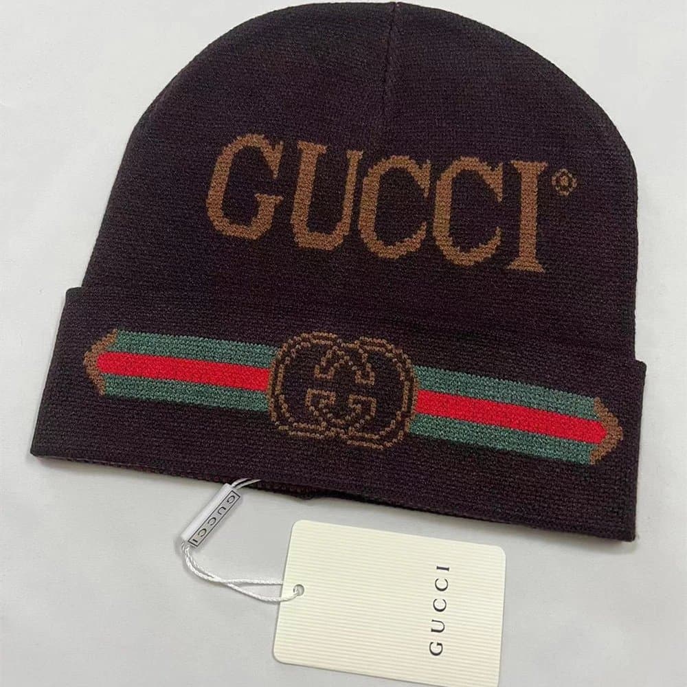 Gucci Knit Beanie GG Web Stripe