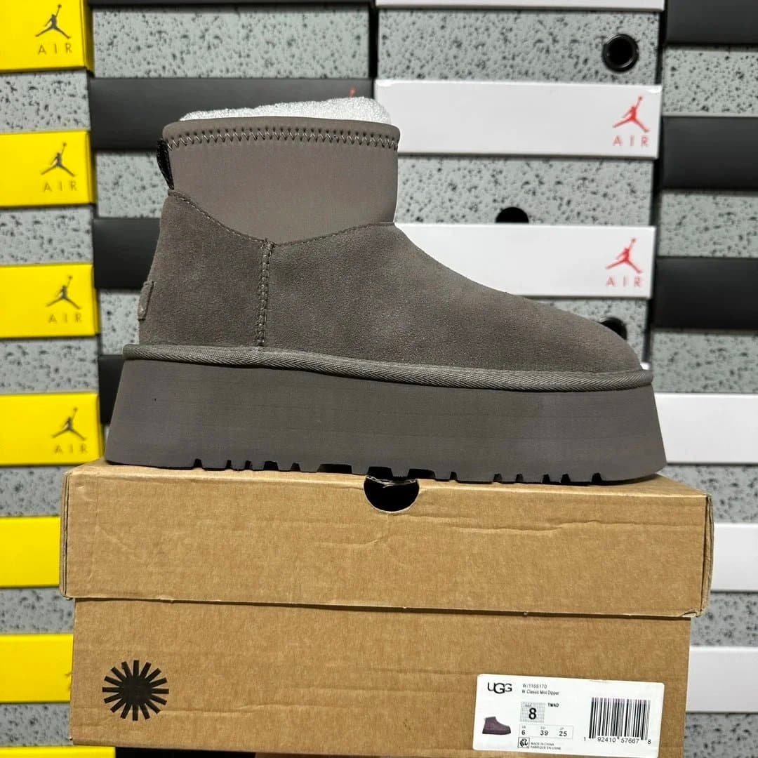 UGG W Funketta Boot Shearling Collar — 弹力中帮 灰色 1168170 35-40