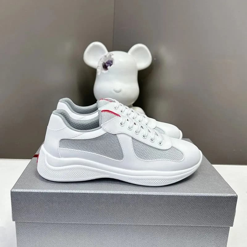 Prada Linea Rossa Sneaker Red Patent and Mesh — 全白