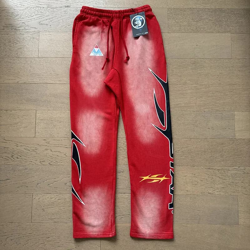 Kith Flame Sweatpants Black with Red Flame Print — 795