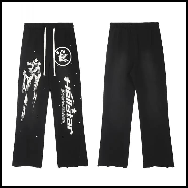 Hellstar Graphic Sweatpants Om Symbol & Flame Print