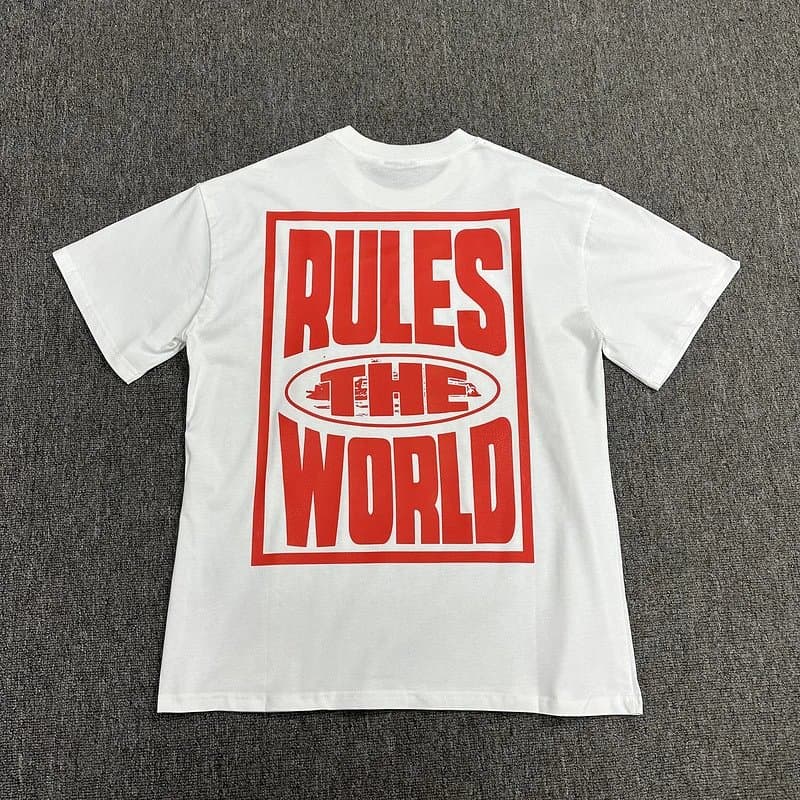 Corteiz Graphic Tee Rules The World — 3122白红印