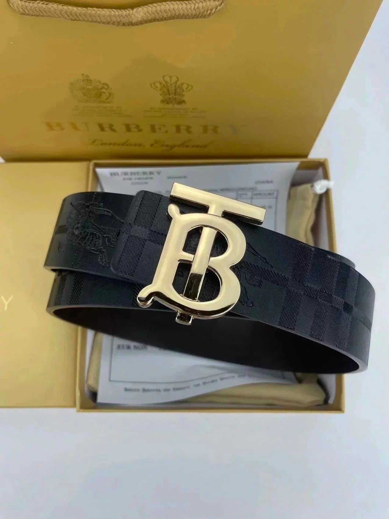 Burberry TB Logo Belt Checkered Print