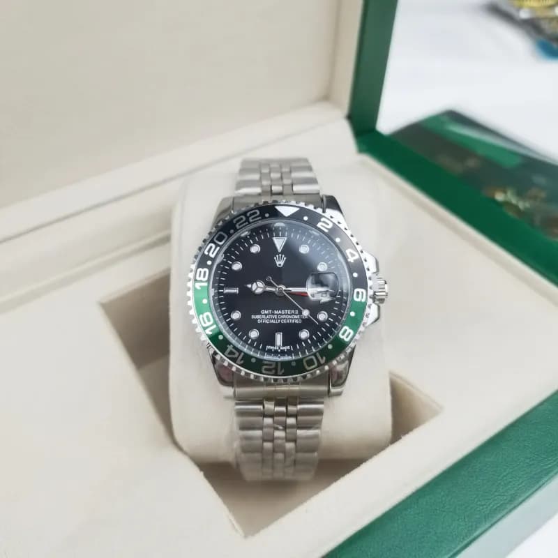 Rolex Submariner No-Date — Four-pin coke ring, five-bead silver strap, black and green ring, black face