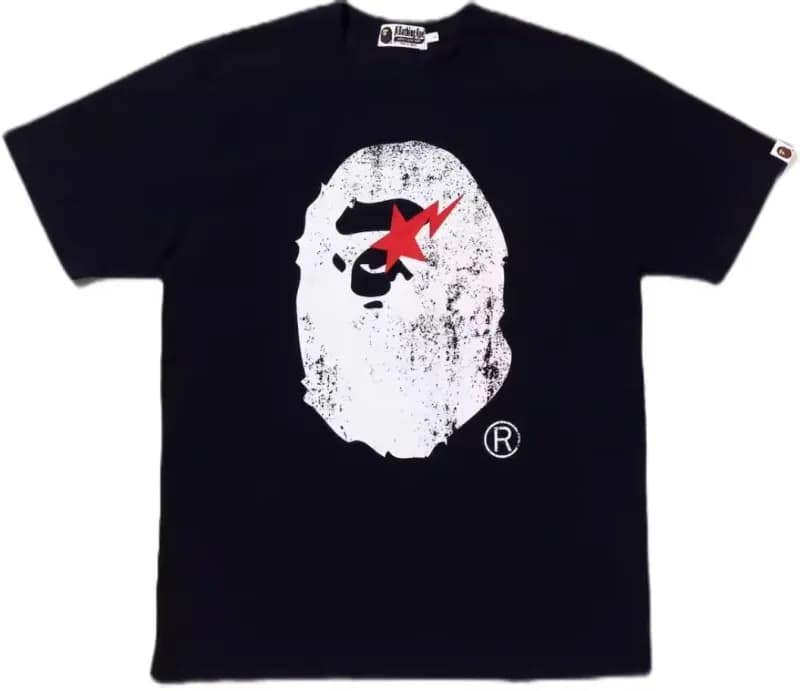 BAPE × Fragment Design Ape Head Tee Fragment Lightning