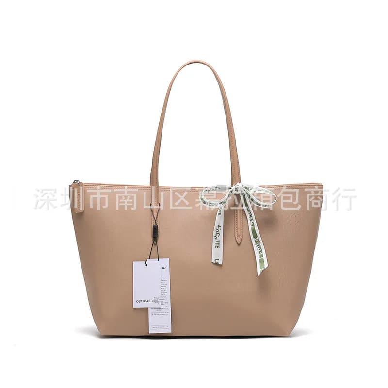 Lacoste Tote Bag Piqué Texture with Logo Ribbon