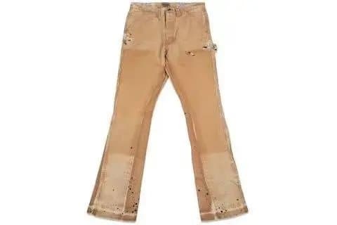 Gallery Dept. Paint Splatter Denim Distressed Patchwork — 4097卡其色
