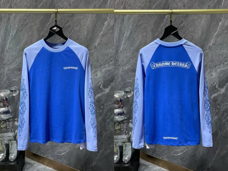 Raglan Long Sleeve Tee Chrome Hearts Logo & Scroll Print
