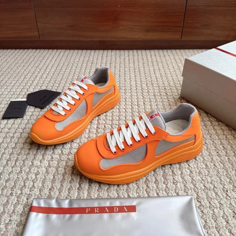 Prada Linea Rossa Sneaker Orange Mesh and Leather