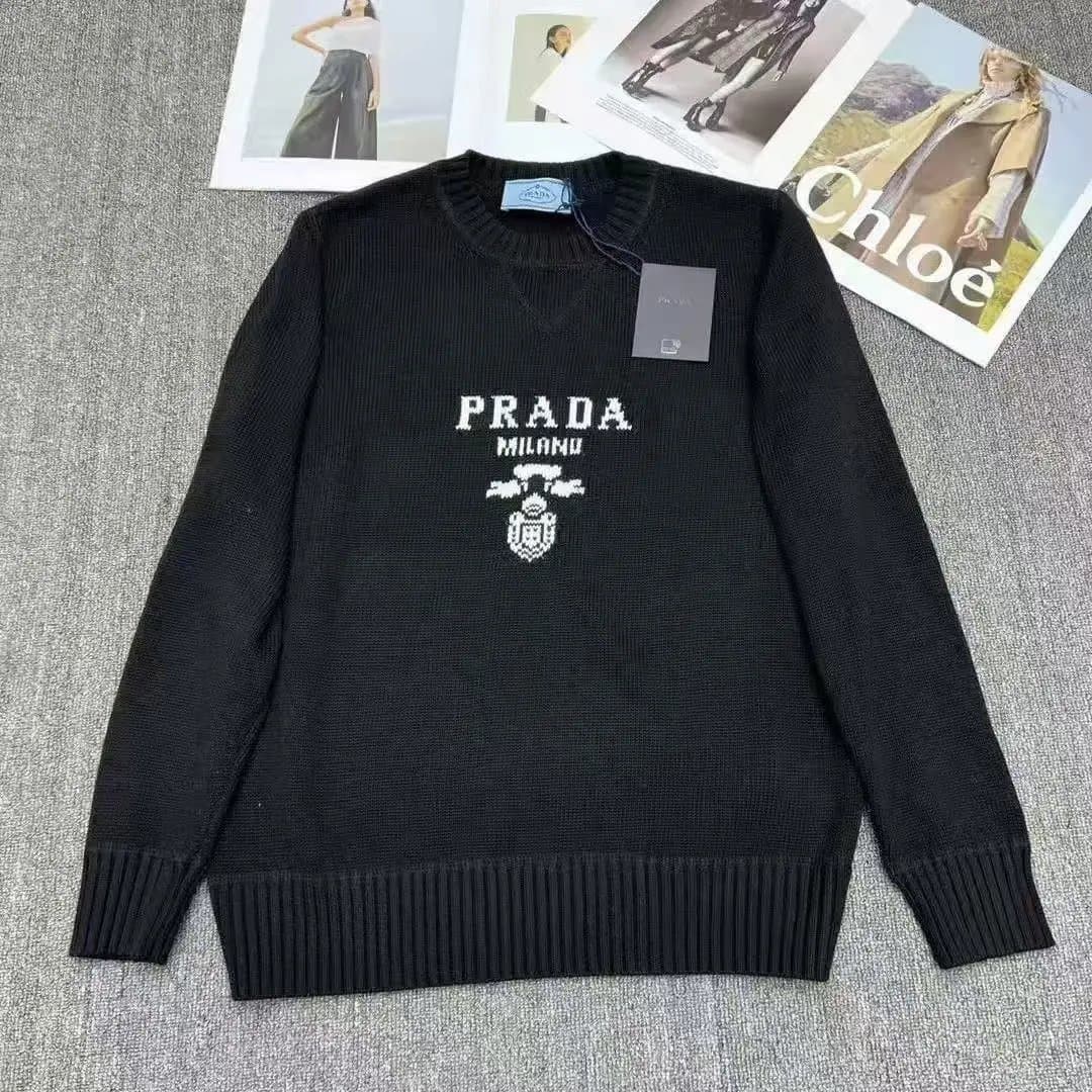 V-Neck Sweater Prada Milano Logo