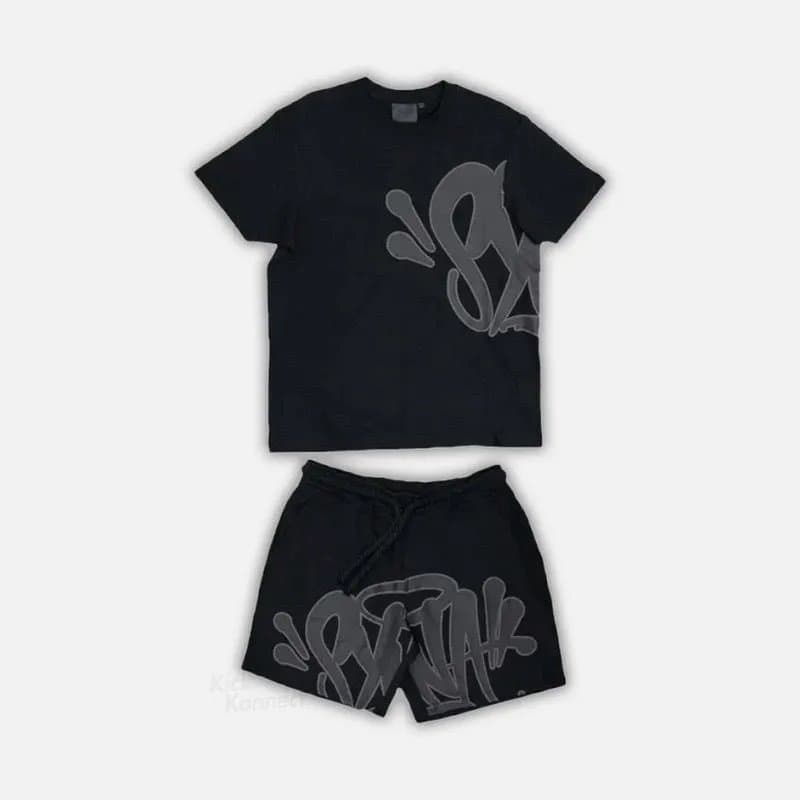 Corteiz Graffiti Shorts Cloud Blue — T02套装【黑色灰印花】