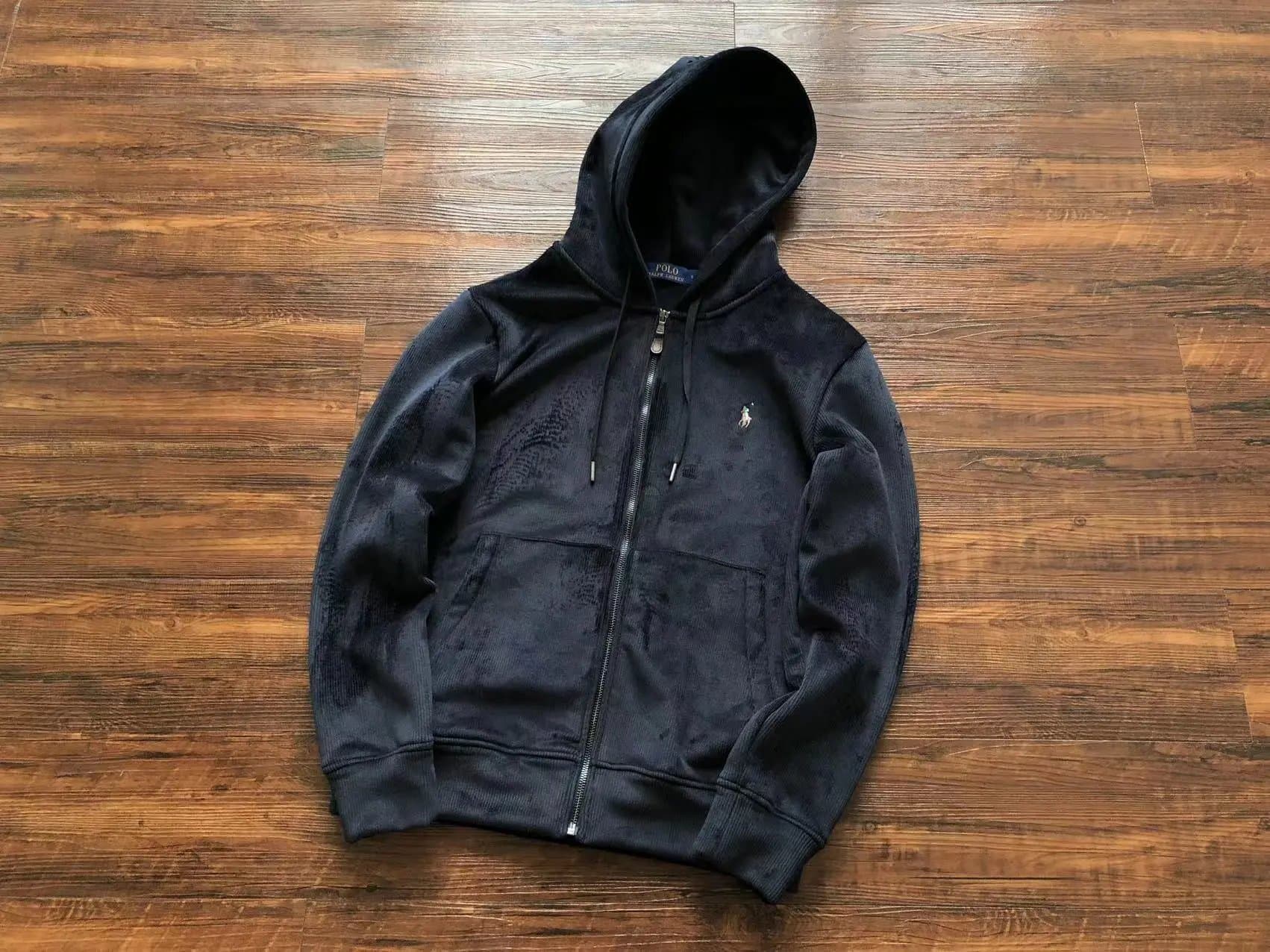 Polo Ralph Lauren Corduroy Zip-Up Hoodie Black