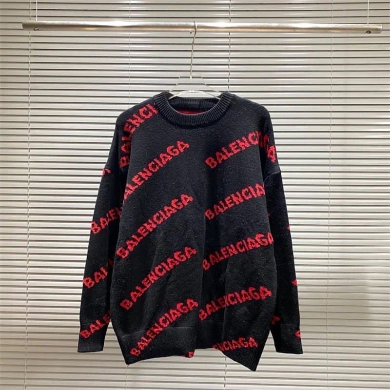 Balenciaga Logo Knit Sweater All-Over Logo
