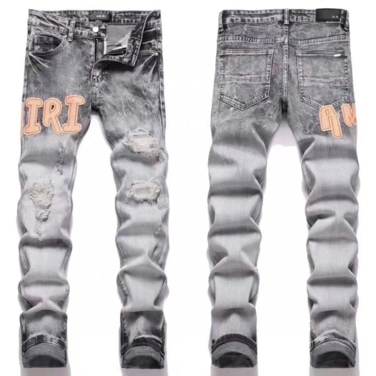 Balmain Slim Fit Jeans Tiger Embroidery Distressed — M17