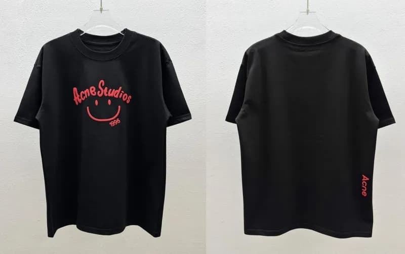 Acne Studios Smiley Logo Tee Red Smile Print