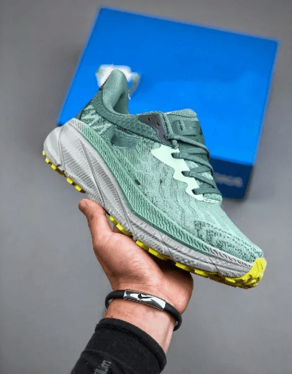 Hoka Running Sneaker Mint Green with Lime Accents