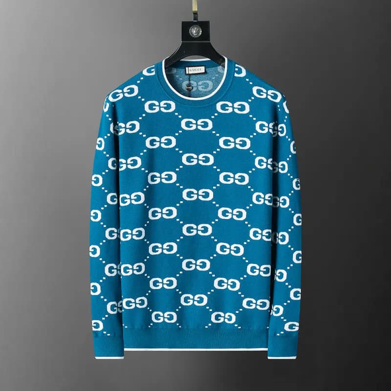 Givenchy Logo Knit Sweater Stripe Logo — 3114 blue