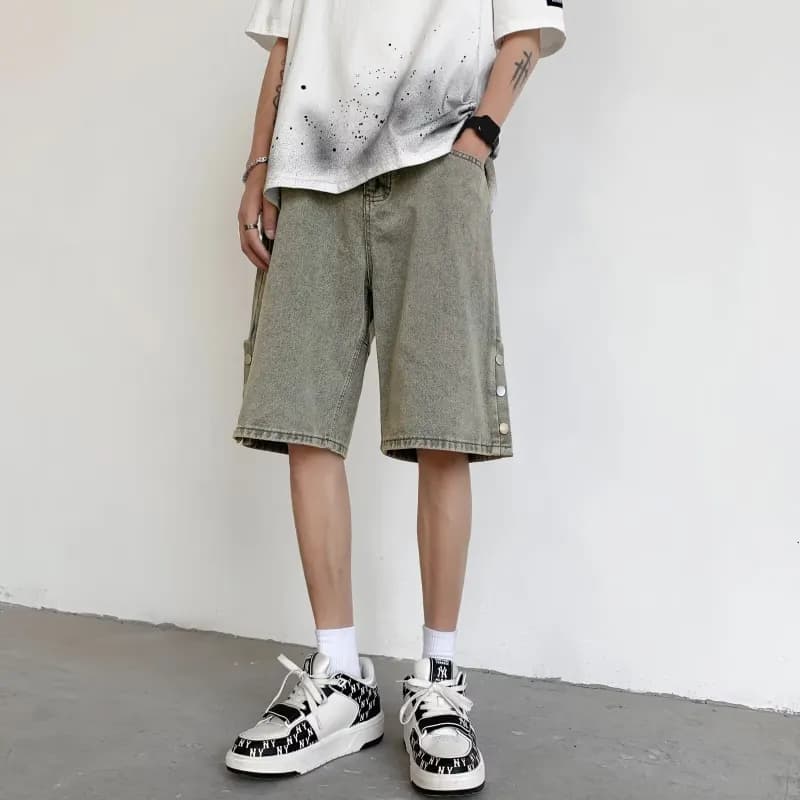Givenchy Denim Shorts Floral-Print Acid Wash — 黄泥色D6709