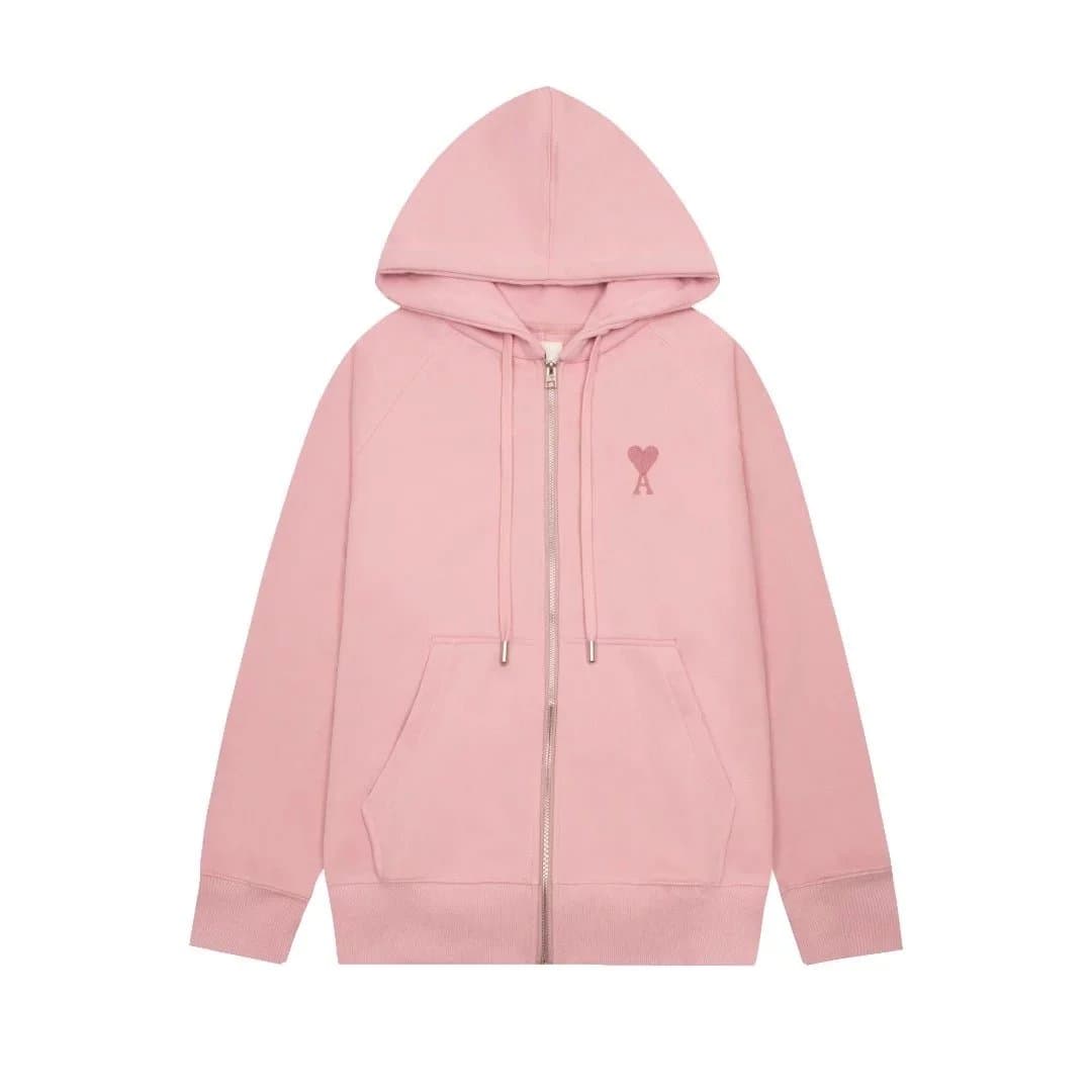 AMI Paris Zip-Up Hoodie Heart Logo