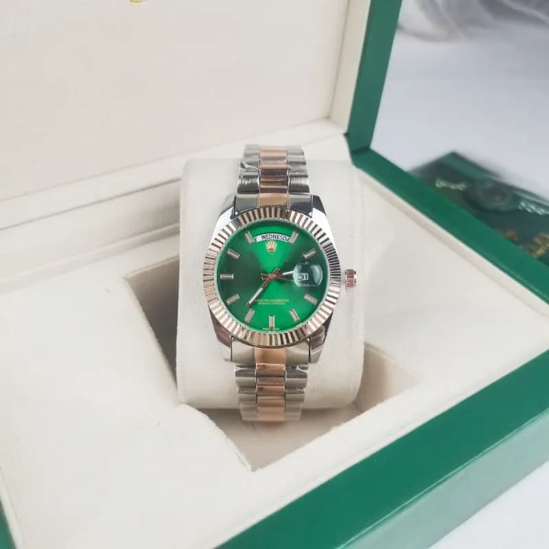 Rolex Day-Date Two-Tone — Log week calendar rose green