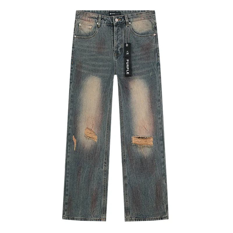 Distressed Slim Fit Jeans Patchwork Ripped — PU808