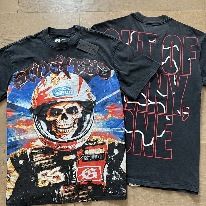 Godspeed Graphic Tee Skull Racer Print