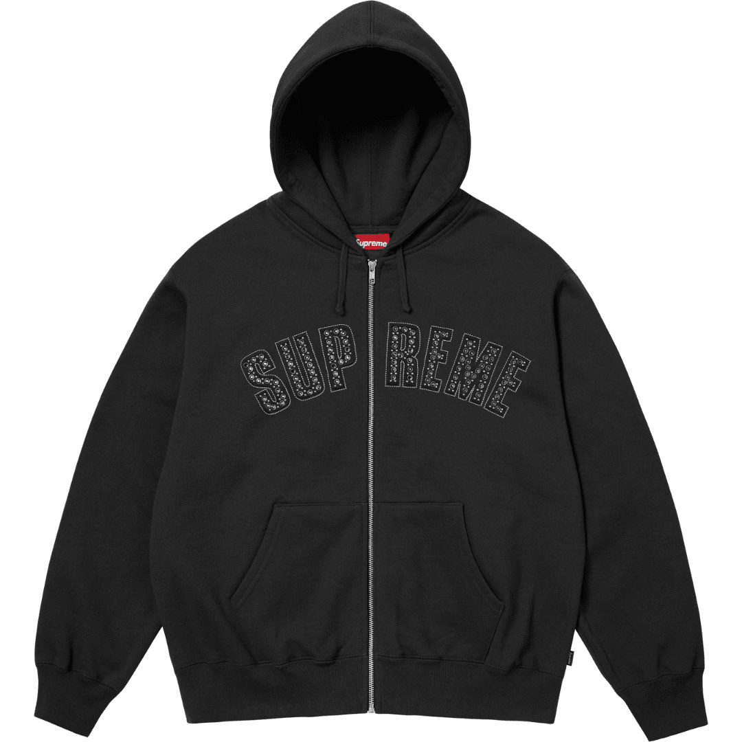 Supreme Zip-Up Hooded Sweatshirt Crystal Logo