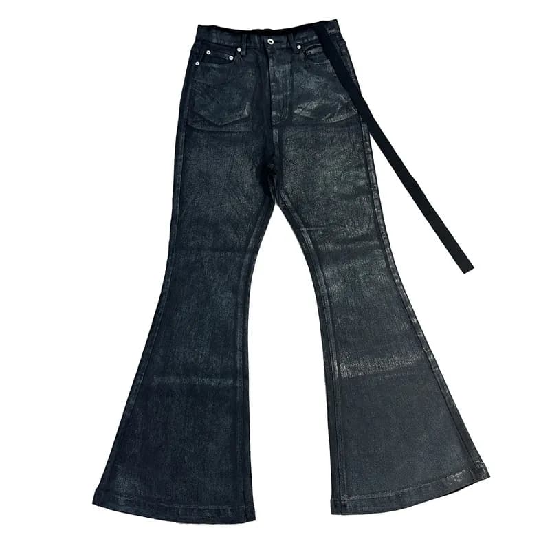 Rick Owens Flared Jeans Distressed Black