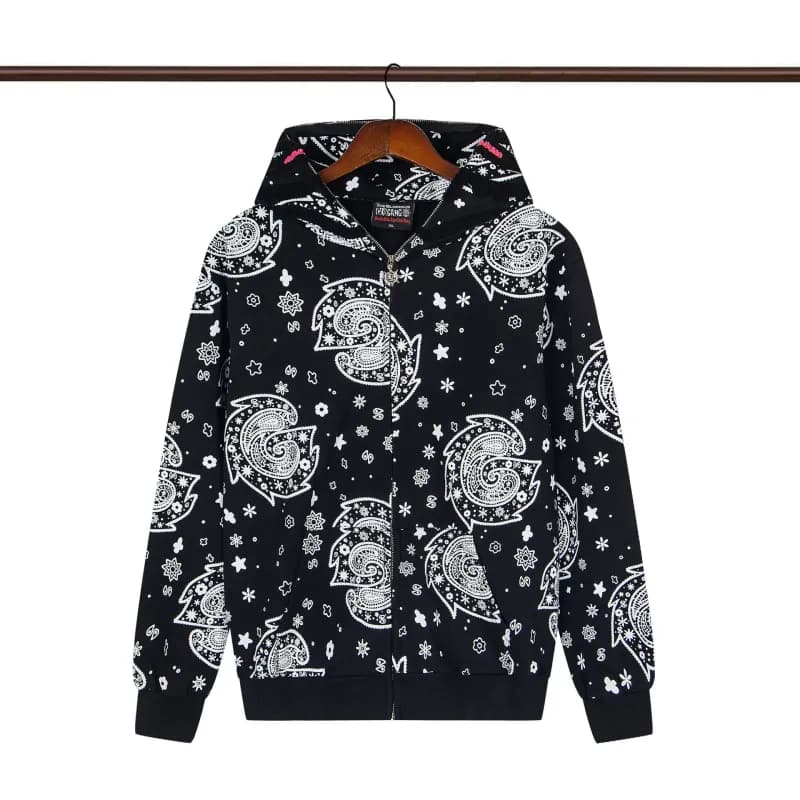 Hellstar Zip-Up Hoodie Graffiti Crown Print — GL04黑色
