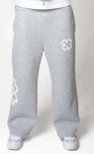 Gallery Dept. Zip-Up Hoodie and Joggers Set Embroidered Floral — 灰色裤子