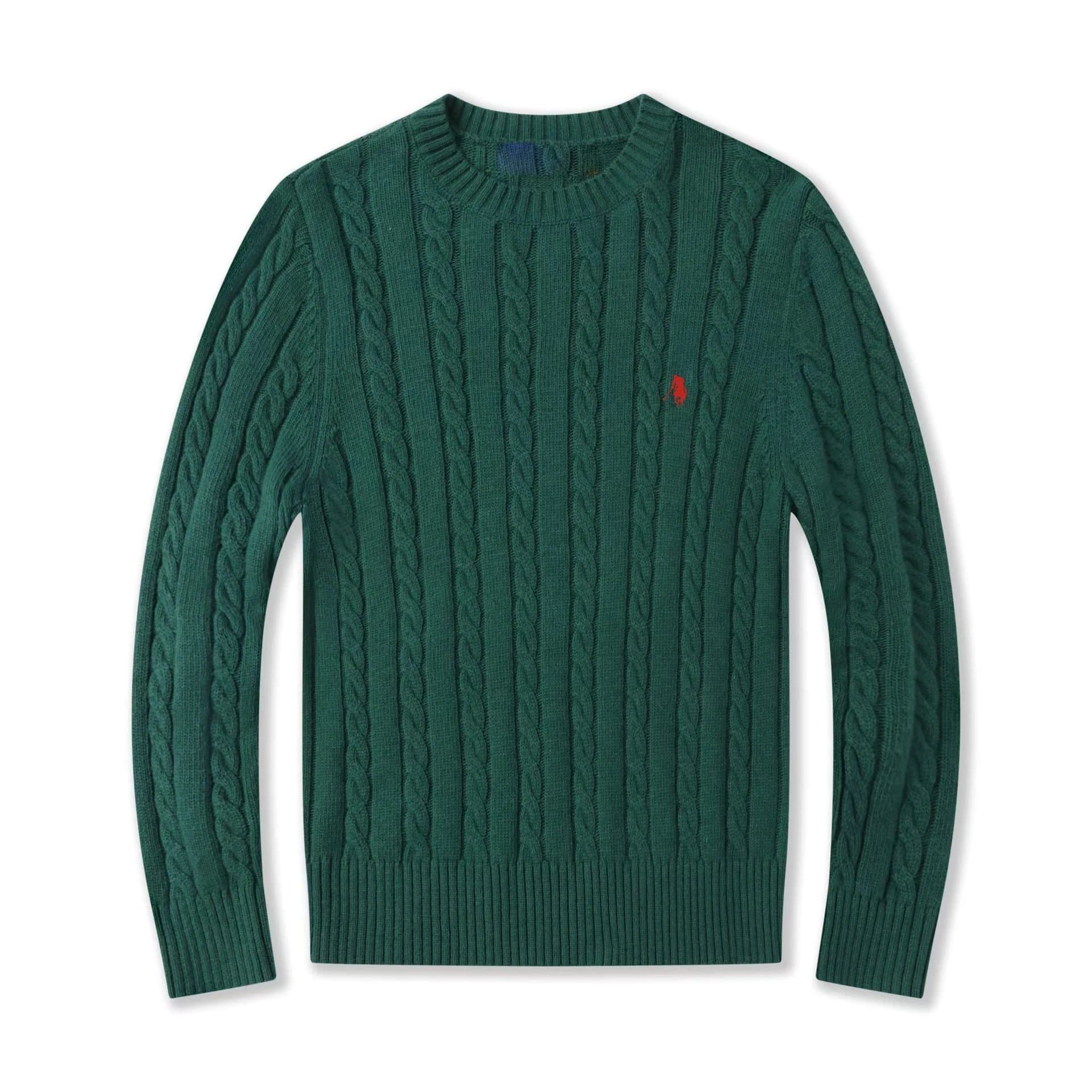 Polo Ralph Lauren Cable Knit Sweater Dark Grey — 墨绿色