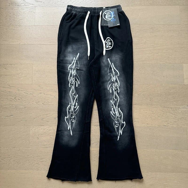 Sp5der Graphic Sweatpants Flame Print — X725黑色
