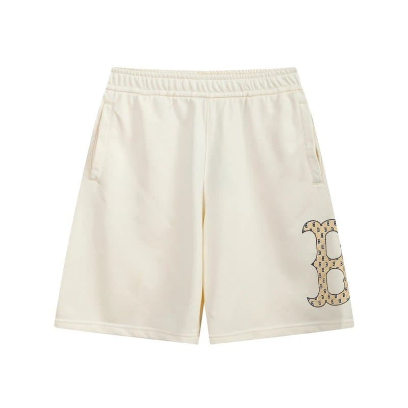 BAPE Logo Print Shorts Diamond B Pattern — 503奶油色