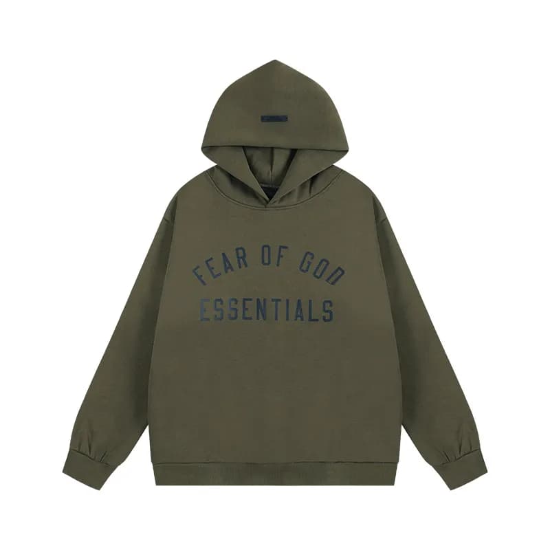 Fear of God Essentials Hoodie Arch Logo — 830 olive green