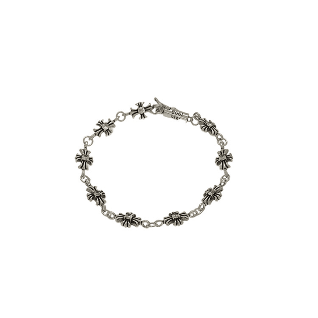 Chrome Hearts Cross Bracelet Silver with Clear Stones