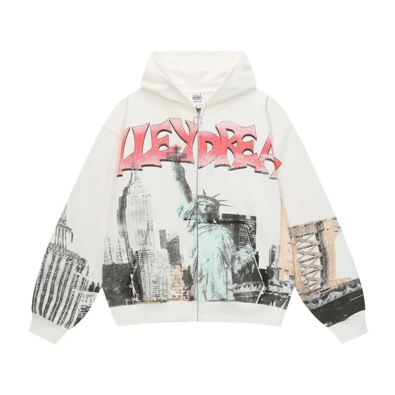 Gallery Dept. Zip-Up Hoodie Statue of Liberty Print