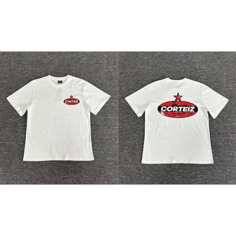 Corteiz Graphic Tee Crystal Script Logo — W3266-白色