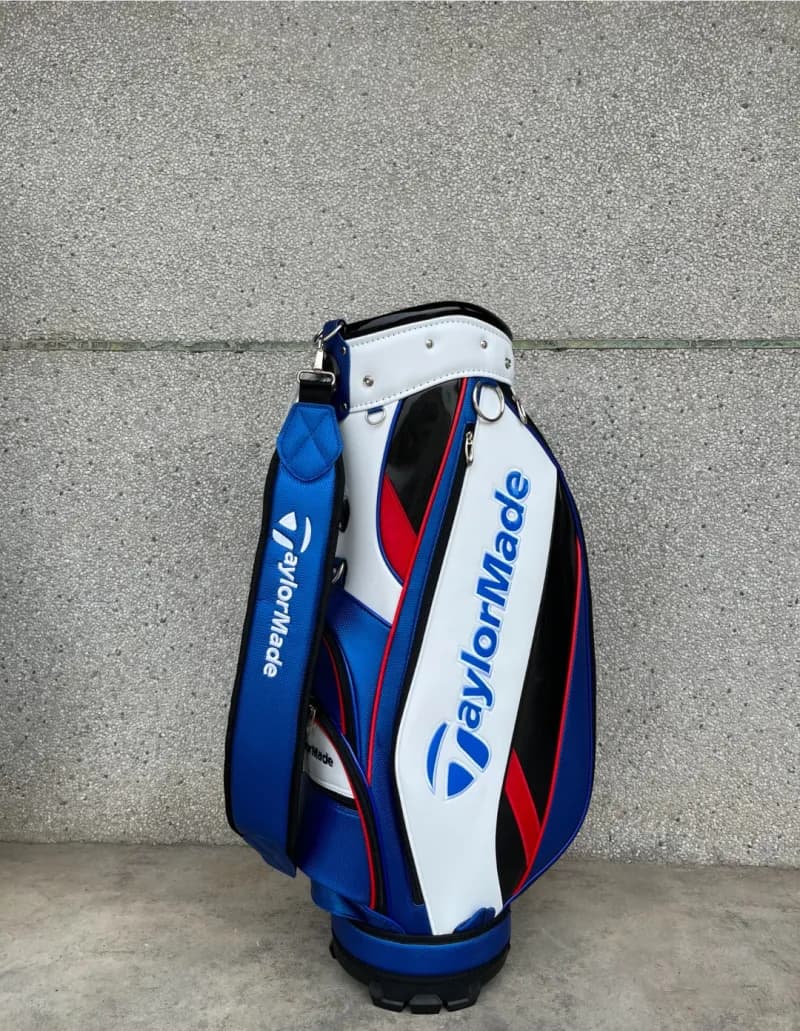 Golf Staff Bag Carbon Fiber Texture — 新款白蓝