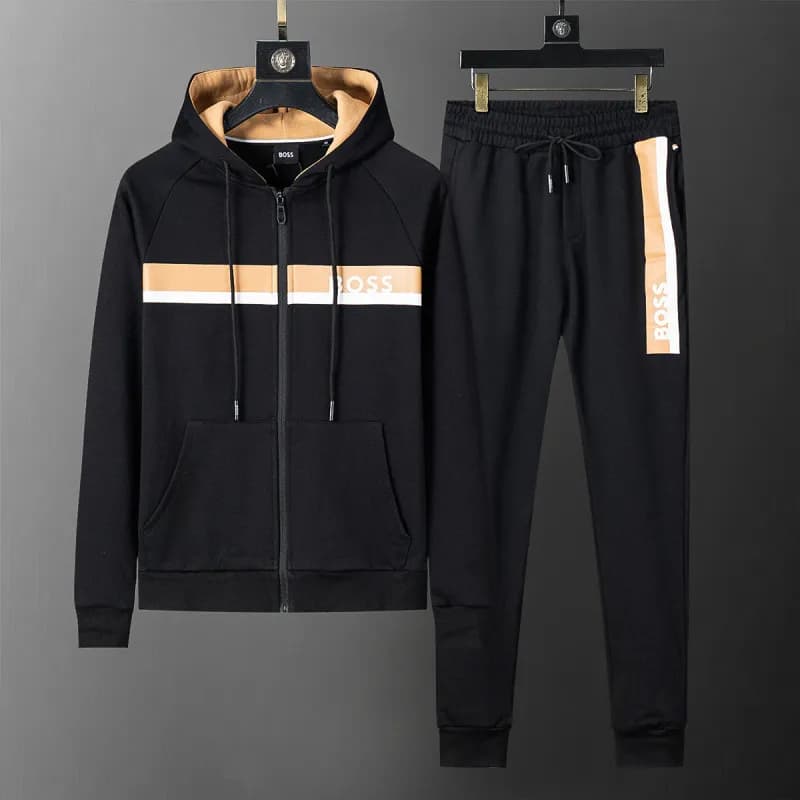 Hugo Boss Track Suit Black Beige Stripe